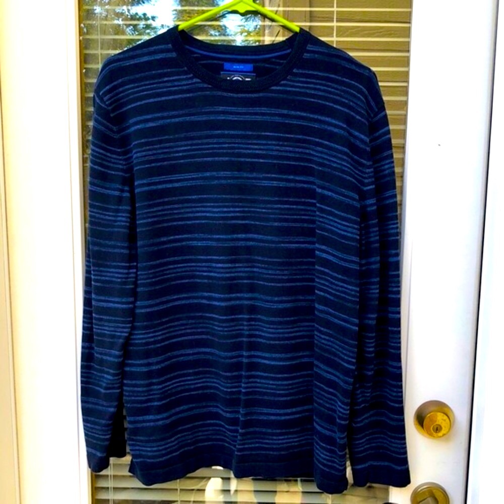Men’s blue and black striped sweater